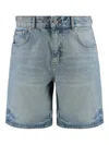 Represent Light Blue Washedeffect Denim Bermuda Shorts In Multi