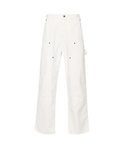 Represent Logo-embroidered Utility Trousers In White
