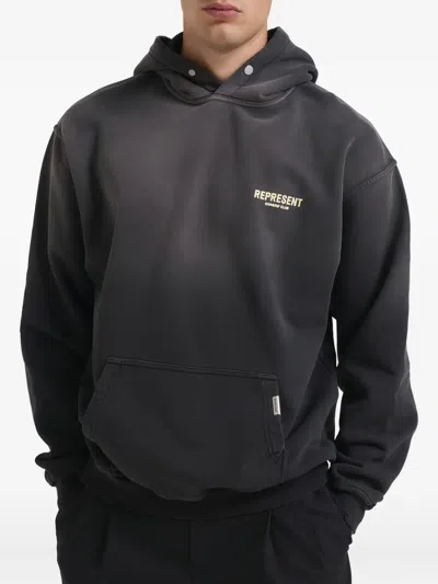 Represent Black Relaxed-fit Hoodie With Graphic Design