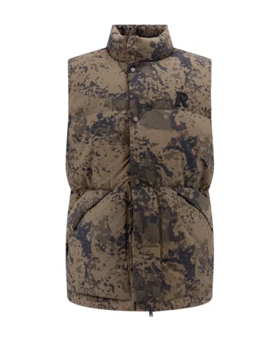 Represent Logo-patch Abstract-print Gilet In Brown