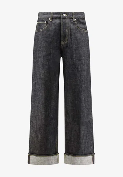 Represent Logo Patch Straight-leg Jeans In Black