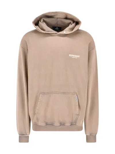 Represent Logo Pocket Hoodie In Neutral