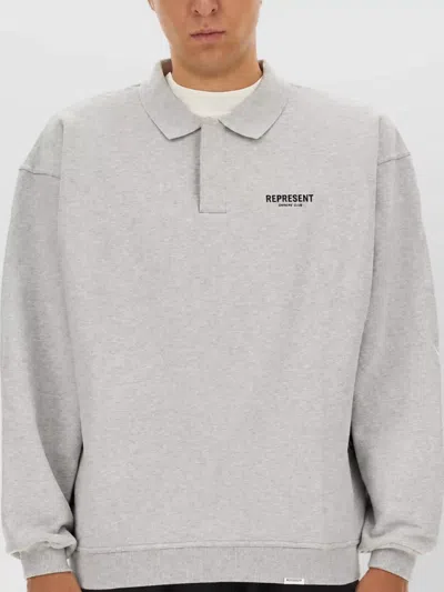Represent Logo Polo Shirt In Gray
