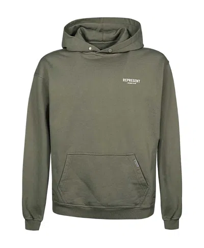 Represent Logo-print Cotton Hoodie In Green