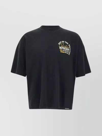 Represent Logo Print Cotton T-shirt In Black