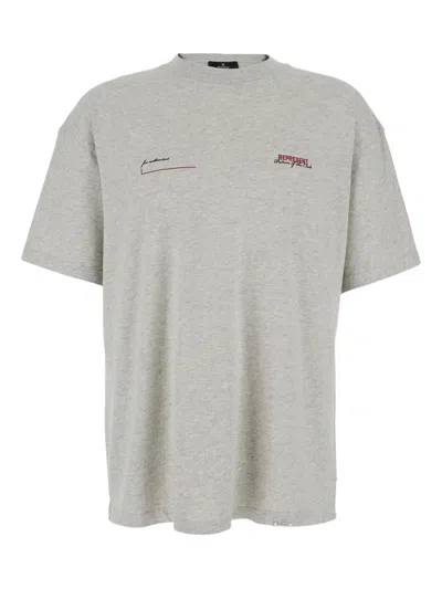 Represent Logo-print Crew-neck T-shirt In Gray