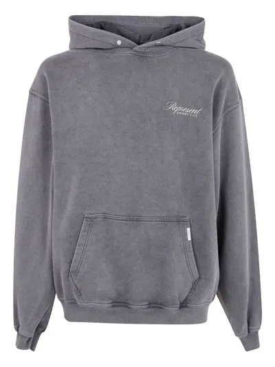 Represent Logo-print Hoodie In Gray
