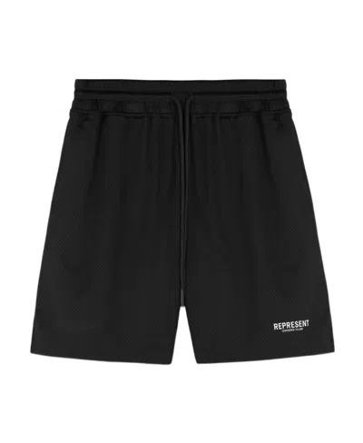 REPRESENT LOGO-PRINT MESH SHORTS