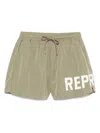 Represent Mens Logo-print Regular-fit Swim Shorts Khaki In Grün