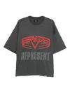 Represent Grey Crewneck T-shirt With Maxi Logo Print On Front And Rear In Cotton Blend Man In Gray
