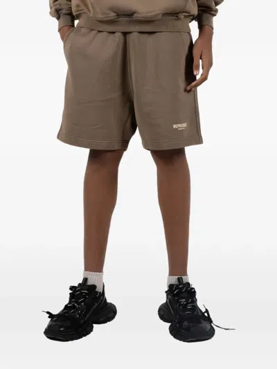 Represent Logo-print Track Shorts In Brown
