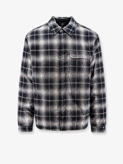 Represent Logo Quilted Madras Shirt Jacket Pocket In Multi