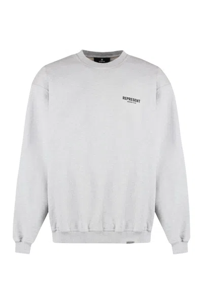 Represent Logo-embroidered Cotton Sweatshirt In White