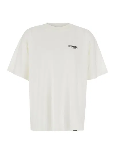 Represent Logo-embroidered Cotton T-shirt In White