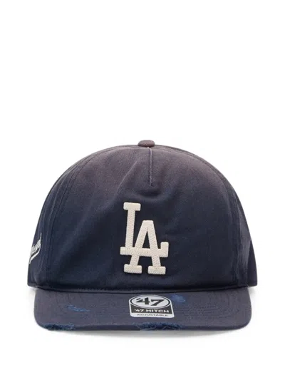 Represent Logo-embroidered Distressed Baseball Cap In Blue