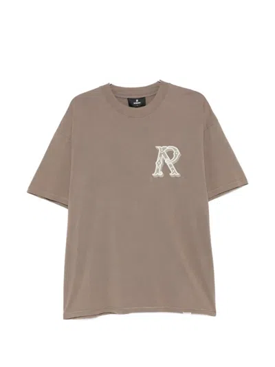 Represent Mens Dusty Brown Western Embroidered-logo Cotton T-shirt Xs