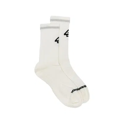 Represent Logo-intarsia Ribbed-knit Socks In White