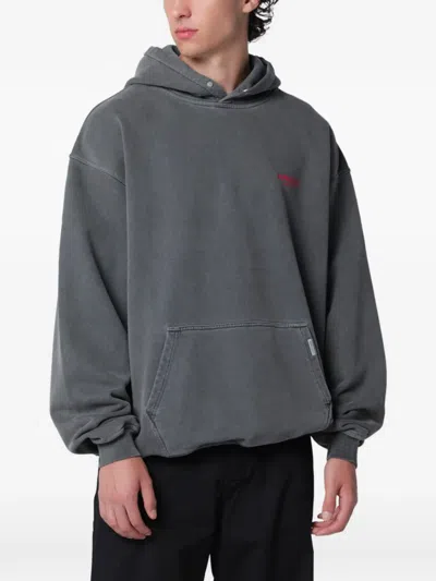 Represent Grey Contrast Logo Hoodie With Front Kangaroo Pocket In Gray