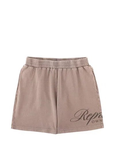 Represent Logo-print Mesh Shorts In Brown