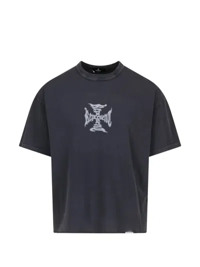 Represent Logo-print Raw-cut T-shirt In Blue