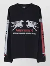 Represent Long Sleeve Crew Neck Graphic Text T-shirt In Black