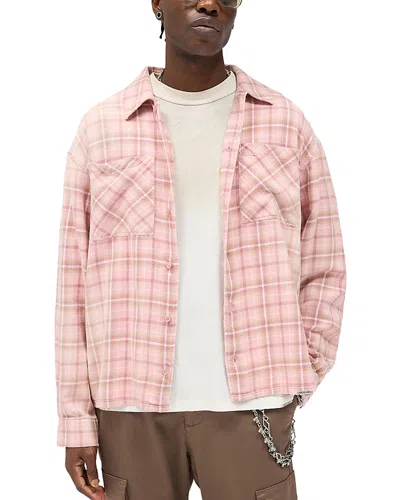 Represent Long Sleeve Printed Button Front Shirt In Purple