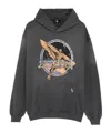 Represent Black Hoodie With Graphic Print On Front And Back And Faded Effect In Cotton Man In Brown