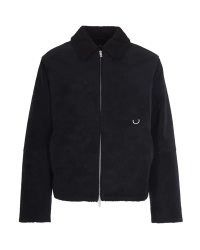 Represent Cropped Black Shearling Jacket With Plush Fur Collar