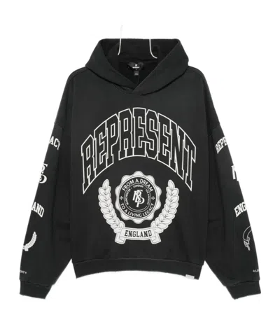 Represent Long-sleeved Hooded Sweatshirt In Black
