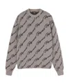 Represent Long-sleeved Jacquard Sweater With Round Neck In Gray
