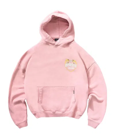 Represent Long Sleeved Logo-embroidered Hoodie In Pink
