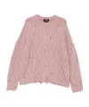 Represent Cable-knit Distressed Wool-blend Jumper In Multi