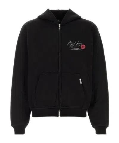 Represent Cotton Hooded Sweatshirt Kangaroo Pocket Cuffs In Black