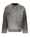 Represent Reversible Wool Sweater With Destroyed Effect In Gray