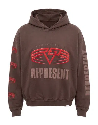 Represent Man Sweatshirt Dark Brown Size S Cotton
