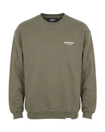 Represent Man Sweatshirt Military Green Size Xl Cotton, Elastane