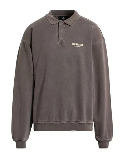 Represent Man Sweatshirt Taupe Size L Cotton In Gray