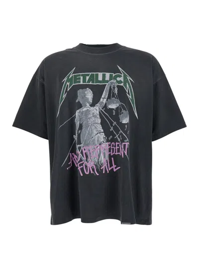 REPRESENT 'MASTER OF PUPPETS X METALLICA' GREY T-SHIRT WITH FRONT AND BACK PRINT