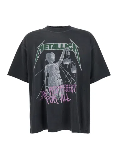 Represent Master Of Puppets X Metallica Grey T-shirt With Front And Back Print In Cotton Blend Man