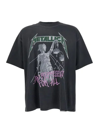 REPRESENT 'MASTER OF PUPPETS X METALLICA' GREY T-SHIRT WITH FRONT AND BACK PRINT IN COTTON BLEND MAN