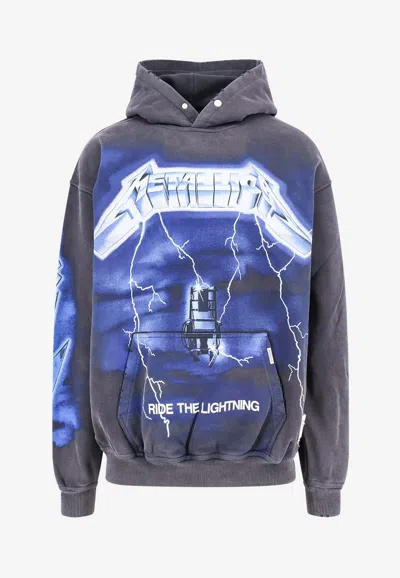 Represent 'ride The Lightning X Metallica' Gray Hoodie With Front And Back Print In Grey