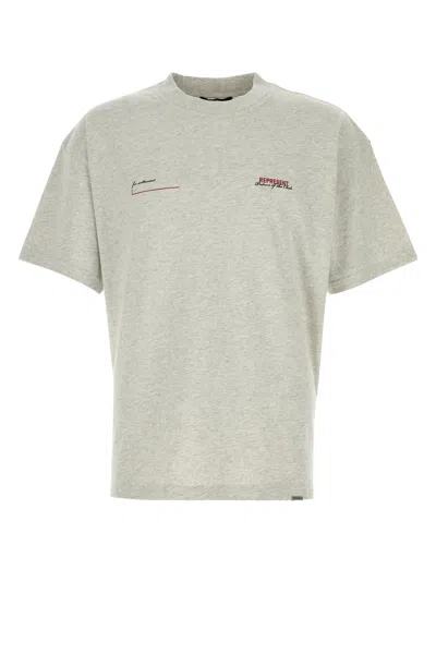 Represent Melange Grey Cotton T-shirt In White