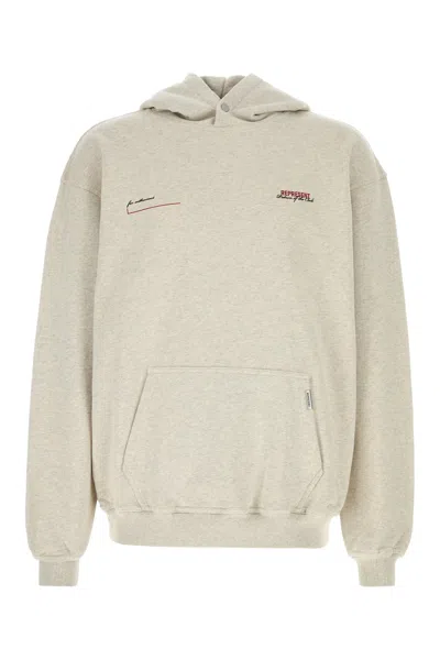 REPRESENT REPRESENT MELANGE LIGHT GREY COTTON SWEATSHIRT
