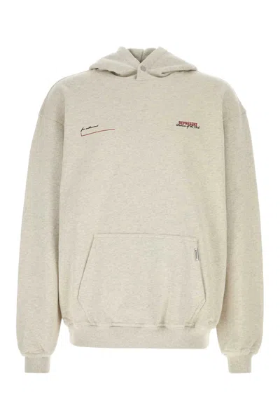 REPRESENT MELANGE LIGHT GREY COTTON SWEATSHIRT