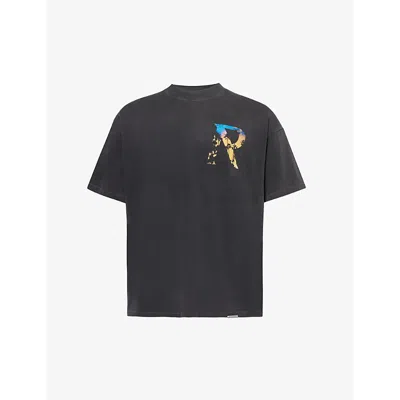 Represent Mens Aged Black Palm Branded-print Cotton-jersey T-shirt