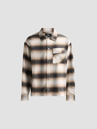 REPRESENT MEN'S ALL OVER INITIAL COTTON-BLEND FLANNEL SHIRT