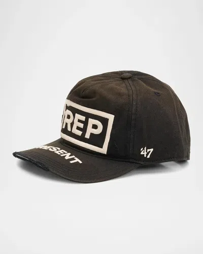 Represent Men & Apos;s 5-panel Distressed Baseball Cap In Wshd Black