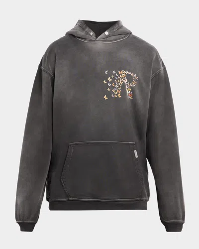 Represent Men & Apos;s Butterfly Initial Faded Cotton Hoodie In Gray
