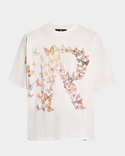 Represent Men & Apos;s Flutter Initial Distressed Boxy Fit T-shirt In White