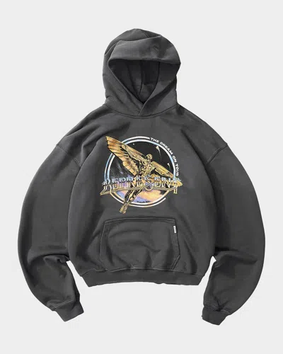 Represent Golden Winged Graphic Hoodie With Tour Location Details In Gray